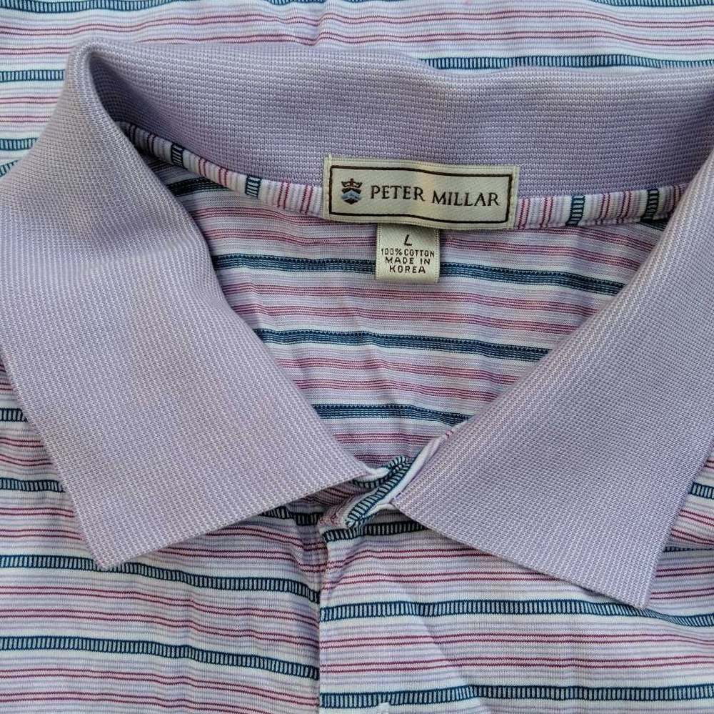 Peter Millar Mens Golf Polo Shirt Stripes Sz Large - Picture 3 of 5